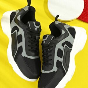 Black mesh lace up shoes