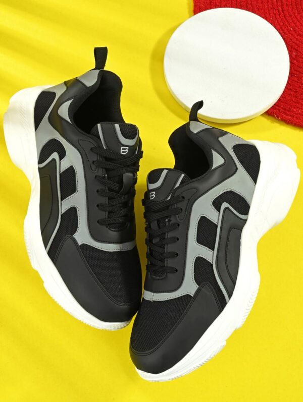 Black mesh lace up shoes