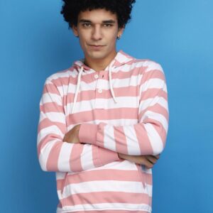 Pink White cotton hoodie