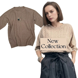 Hot Selling High Quality Casual Crew Neck Knitwear Sweater Short Sleeves Fashion Pullover Hazelnut Autumn Nylon/Acrylic