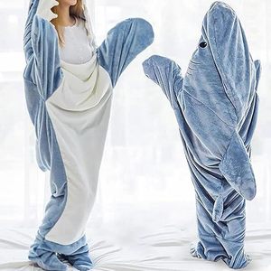 Wearable Shark Blanket Hoodie Onesie Comfy Shark Hoodie Super Soft Wearable Shark Sleeping Bag for