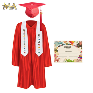 Graduation Gown Stole & Cap Full Set Shiny Polyester Unisex 12 Colors Available Children Graduation Gown OEM ODM