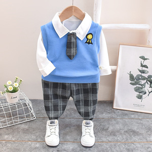 Autumn Boutique Clothing Sets Toddler Boys Set 3Pcs Coat Long Sleeve Shirt and Pants Casual Children's Clothing Set