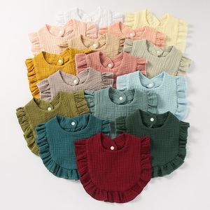 Infant Muslin Cloth Saliva Towel Baby Stuff Ruffle Washcloth Newborn Cotton Gauze Ruffle Bib