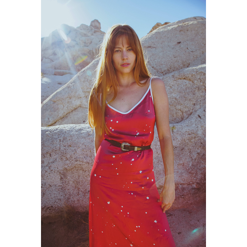 Andromeda Silk Slip Dress in Cosmic Crimson - Image 2